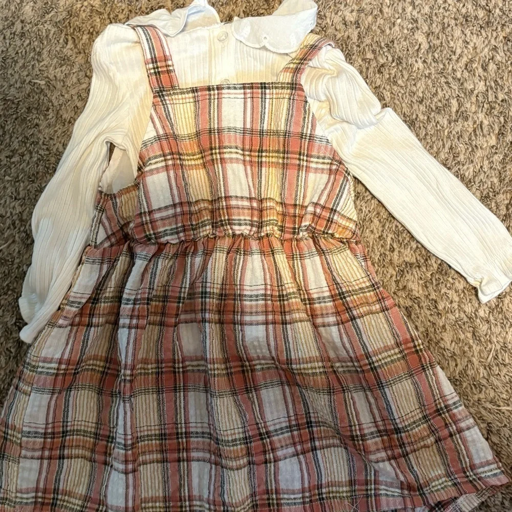 Nicole Miller Toddler / girls Plaid Dress with Cream Top